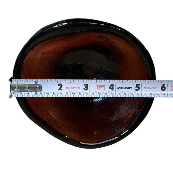 Dark Purple Thick Art Glass Bowl Candy Dish .25 in Thick 3" x 5.5" Grape Vintage - Picture 9 of 10